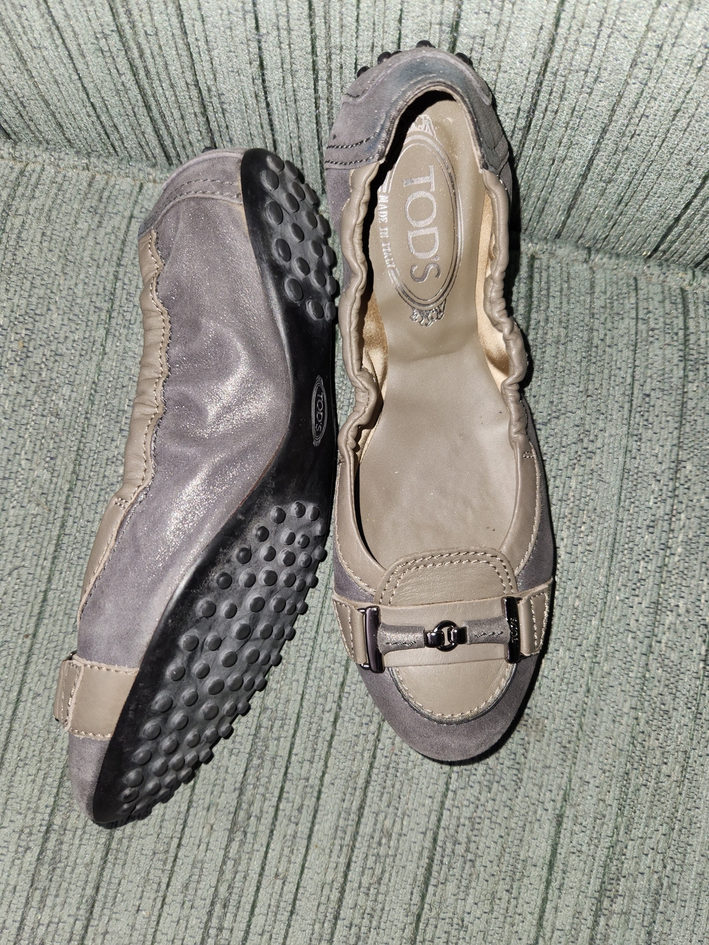🍉TOD'S Gray Leather Driving Moccasins
